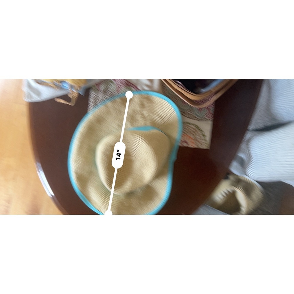 Panama Jack Floppy Sun Hat Straw OS Tan Turquoise Beachwear Costal core - Picture 9 of 9